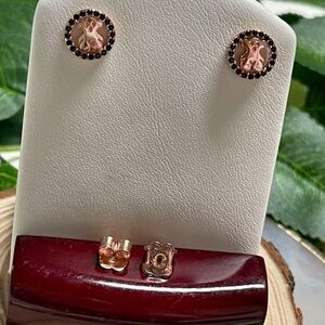Elegant Rose Gold and Black Stud Earrings vermeil 925